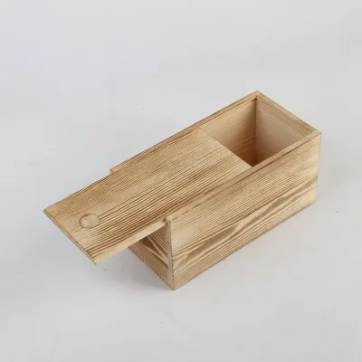 Charred Pine Wood Boxes with Sliding Lid