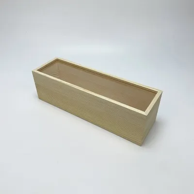 Custom Single Bottle Frame Style Acrylic Sliding Lid Wooden Wine Box | Bulk Wood Packaging