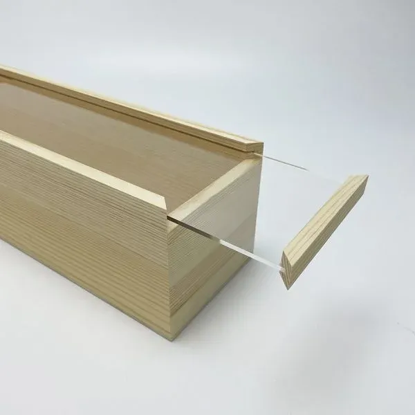 Custom Single Bottle Frame Style Acrylic Sliding Lid Wooden Wine Box - Image 2