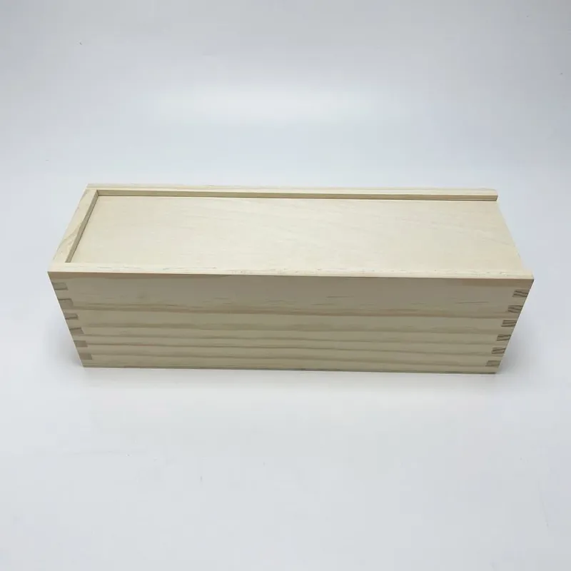 OEM Single Bottle Wooden Wine Gift Box with Birch Plywood Sliding Lid - Image 2