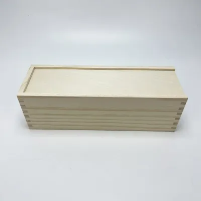OEM Single Bottle Wooden Wine Gift Box with Birch Plywood Sliding Lid - 2