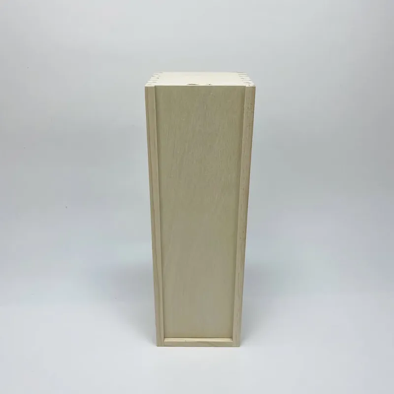 OEM Single Bottle Wooden Wine Gift Box with Birch Plywood Sliding Lid - Image 3