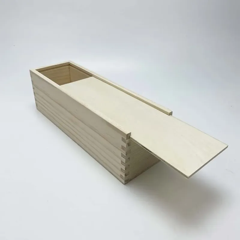 OEM Single Bottle Wooden Wine Gift Box with Birch Plywood Sliding Lid - Image 4