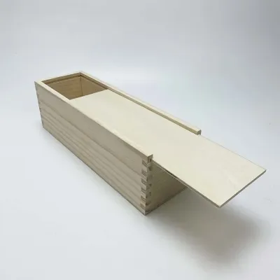 OEM Single Bottle Wooden Wine Gift Box with Birch Plywood Sliding Lid - 4