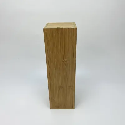 Custom Single Bottle Bamboo Wood Wine Box with Flush Sliding Lid - 4