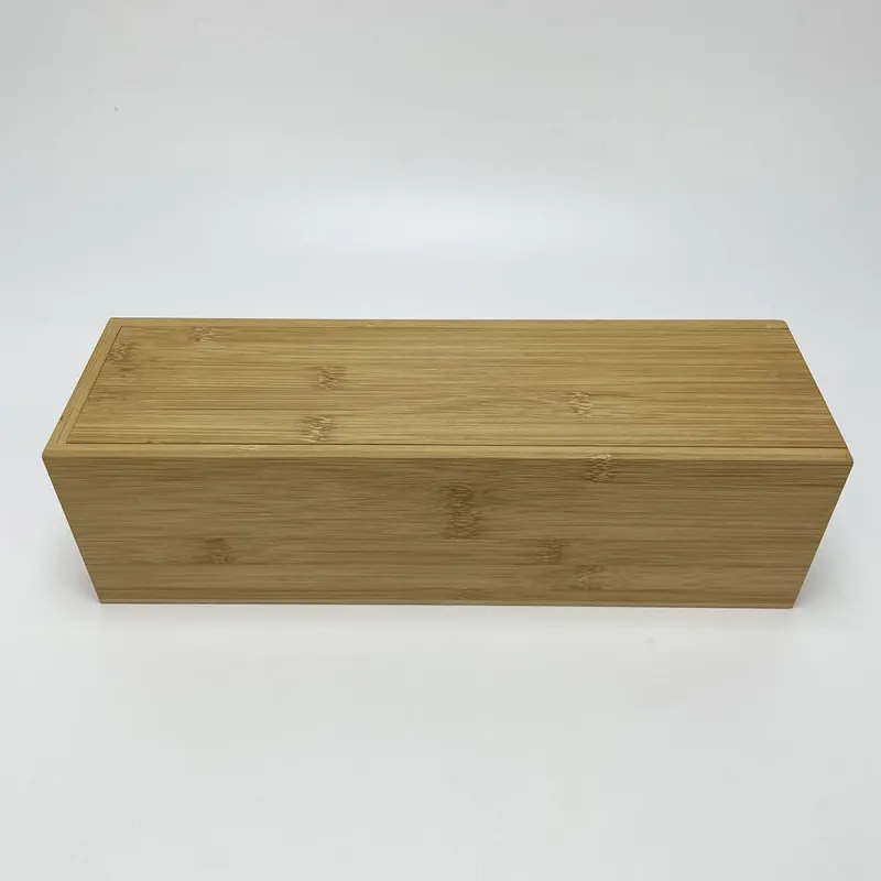 Custom Single Bottle Bamboo Wood Wine Box with Flush Sliding Lid - Image 2