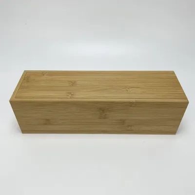 Custom Single Bottle Bamboo Wood Wine Box with Flush Sliding Lid - 2