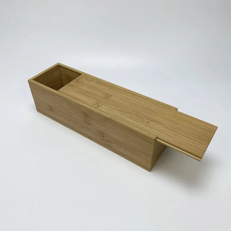 Custom Single Bottle Bamboo Wood Wine Box with Flush Sliding Lid - Image 3