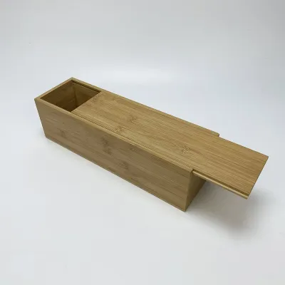 Custom Single Bottle Bamboo Wood Wine Box with Flush Sliding Lid - 3