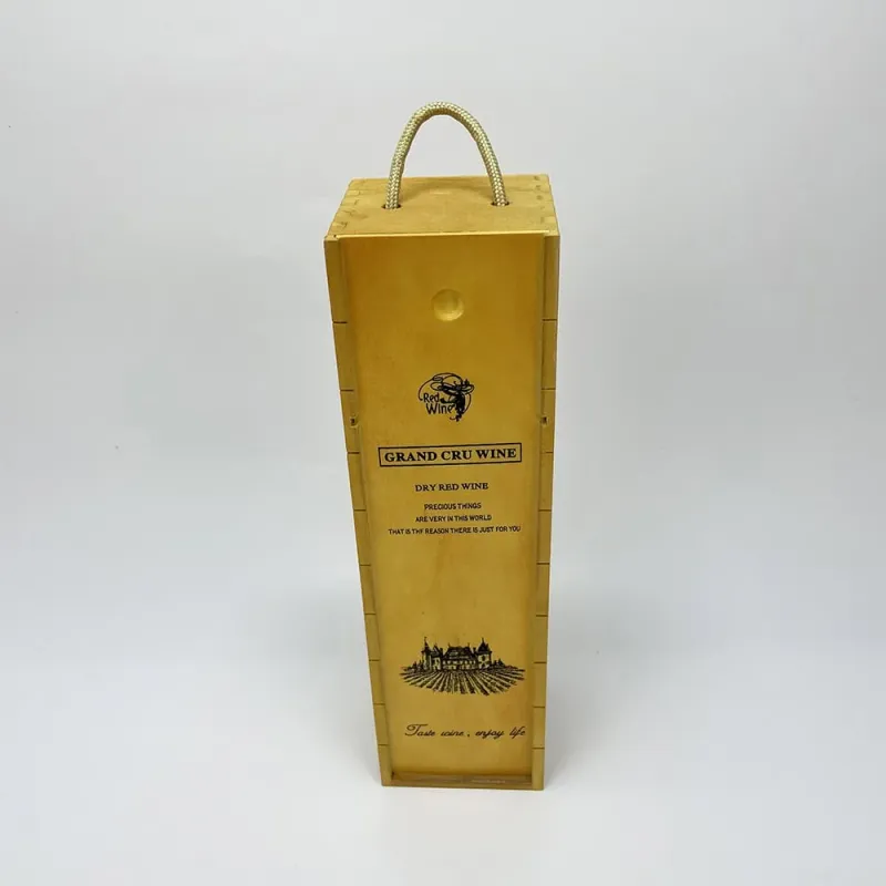 Wholesale Paulownia Wooden Wine Box with Stain Finish and Rope Handle - Image 1