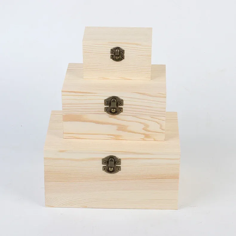 Custom Hinged Lid Wooden Box Set - Image 1