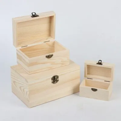 Custom Hinged Lid Wooden Box Set - 2