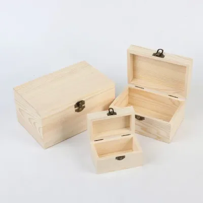 Custom Hinged Lid Wooden Box Set - 3