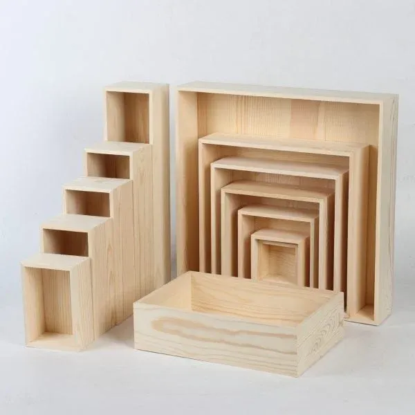 Custom Rectangular Open Top Wooden Box - Image 1