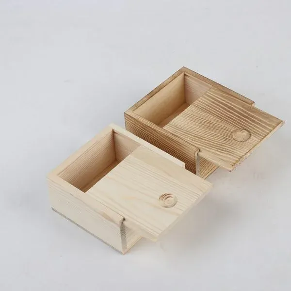 Sliding Lid Wooden Storage Boxes — Unfinished and charred finish - Image 5