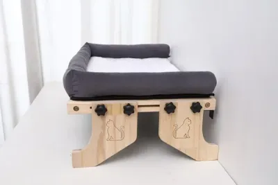 Wooden Cat Hammock Bed – Comfortable Elevated Pet Lounge with Adjustable Design - 2