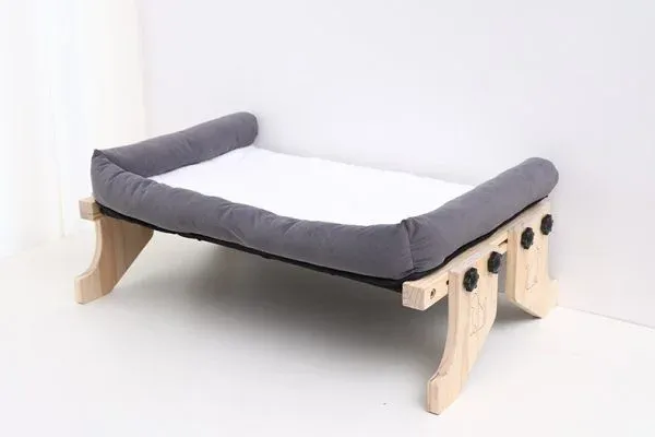 Wooden Cat Hammock Bed – Comfortable Elevated Pet Lounge with Adjustable Design - Image 3