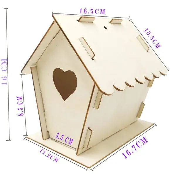 DIY Wooden Birdhouse Kit – Customizable Birdhouse with Heart-Shaped Windows - Image 3
