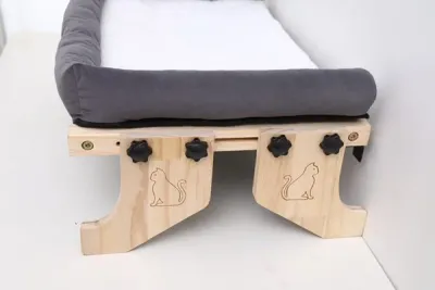Wooden Cat Hammock Bed – Comfortable Elevated Pet Lounge with Adjustable Design - 4