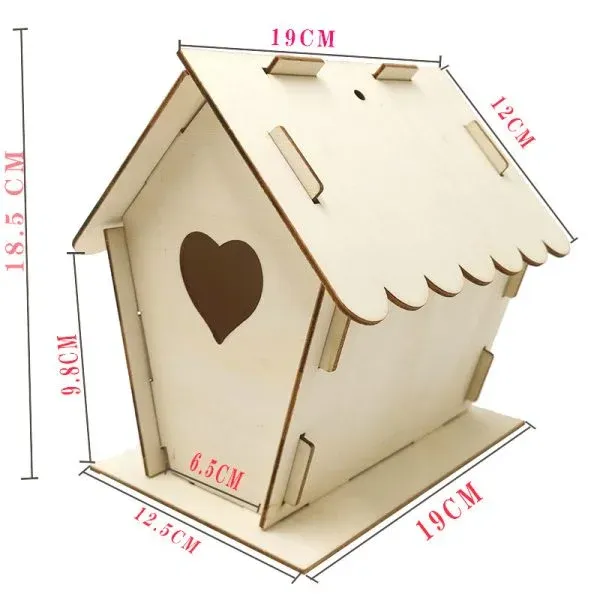 DIY Wooden Birdhouse Kit – Customizable Birdhouse with Heart-Shaped Windows - Image 4