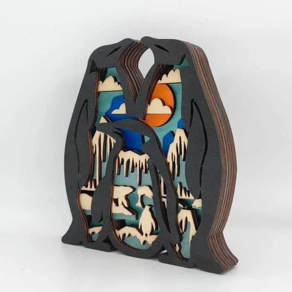 Wooden Carved Animal Craft – Ocean Fish and Penguin Home Desk Decoration - Image 4