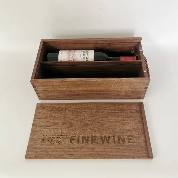 Walnut Wood Wine Box with Mortise and Tenon Structure - Image 7