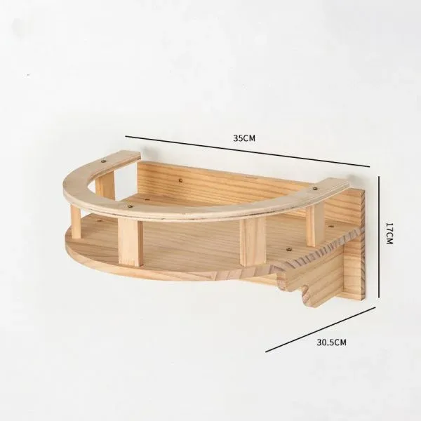 Wall-mounted Natural Pine Cat Wall Shelves - Image 3
