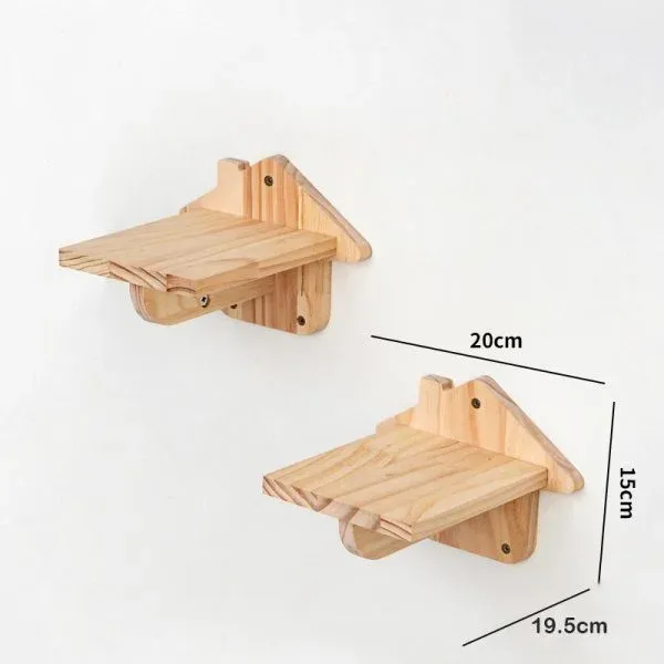 Wall-mounted Natural Pine Cat Wall Shelves - Image 5