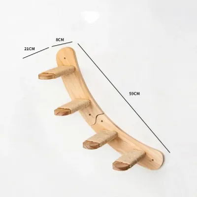 Wall Mounted Cat Furniture Set with Hammock, Bridge, Stair Shelf, scratch post & Lookout Platform - 4