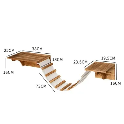 Wall-mounted Charred Pine Cat Wall Shelves - 3