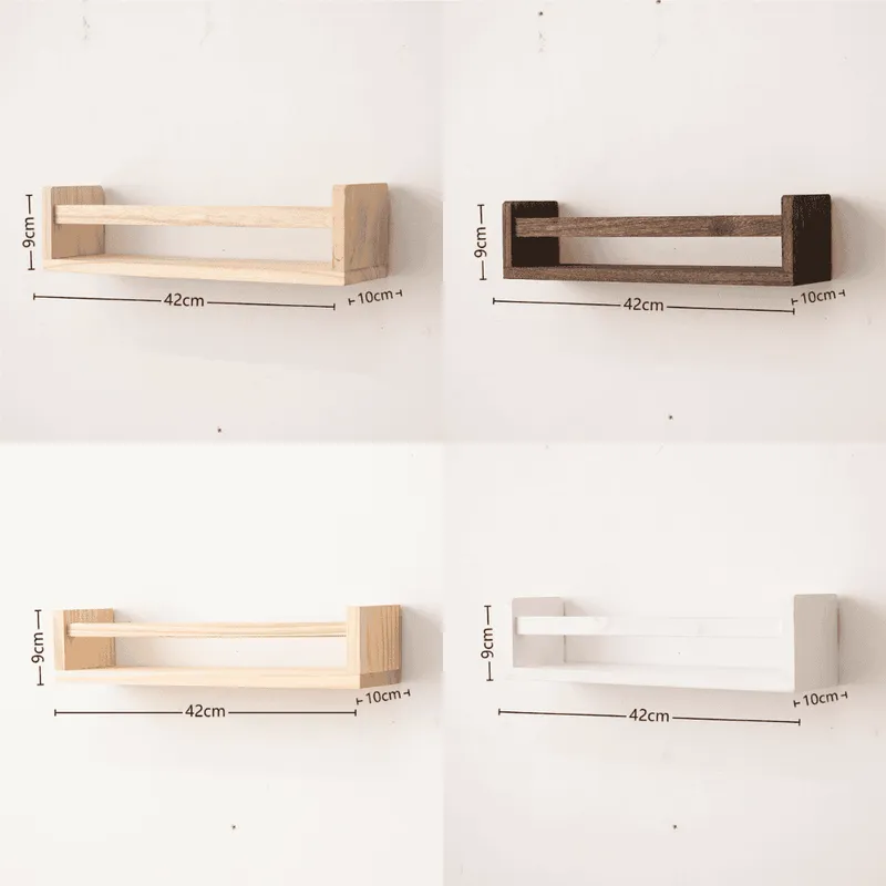 Wall-mounted Multi-Functional Wooden Book Display Rack - Image 1