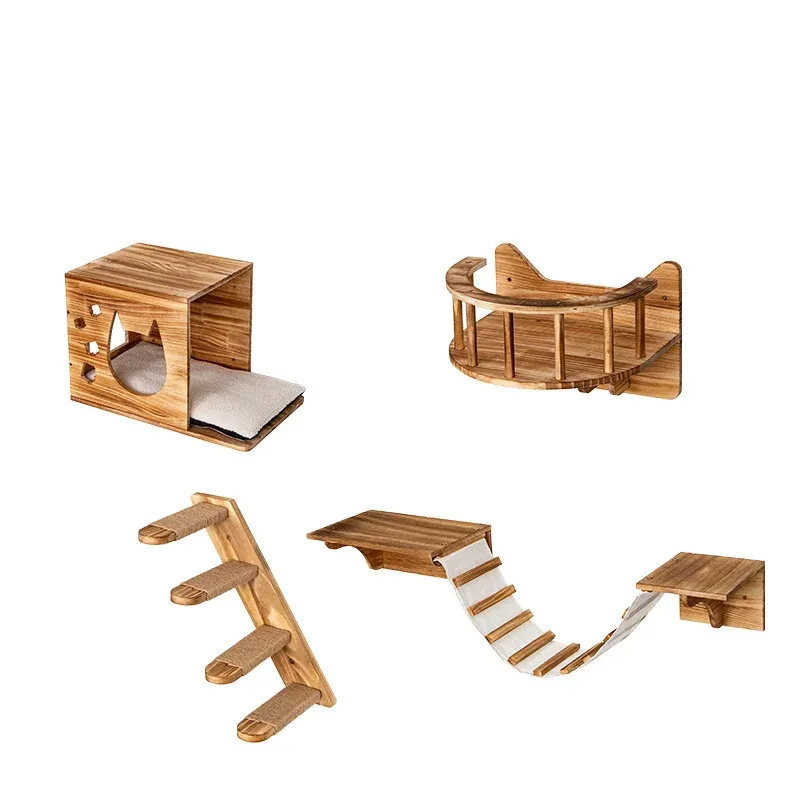 Premium Wall Mounted Cat Climbing System with Scratcher, Perches, and House – Integrated Cat Wall Furniture - Image 6