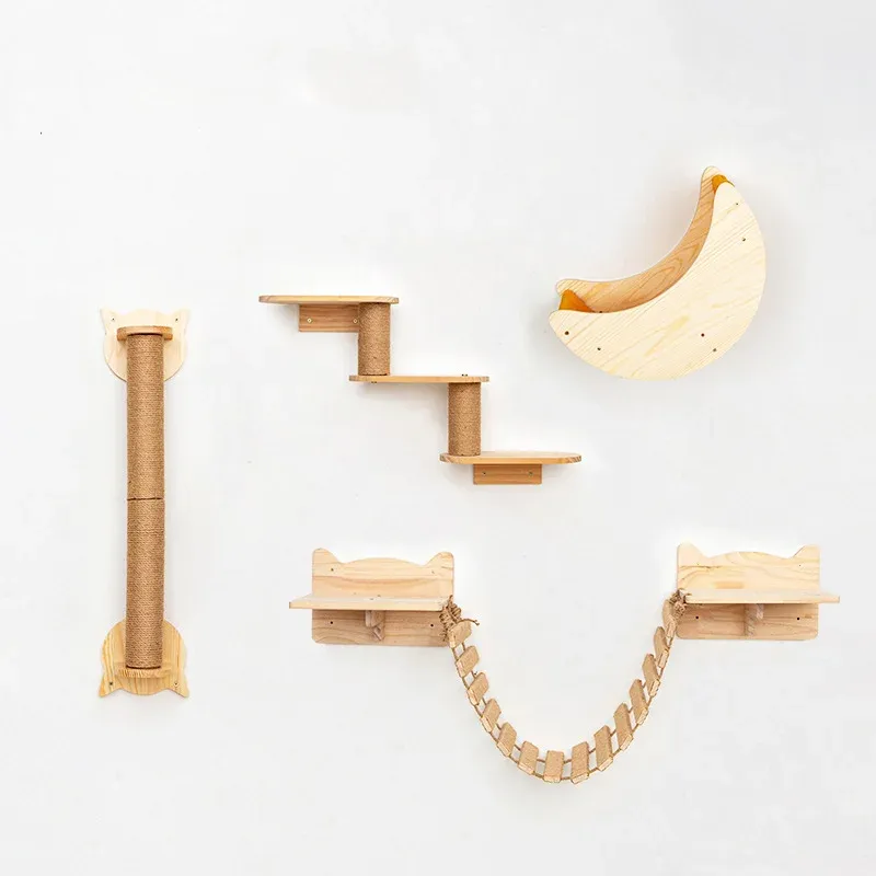 Premium Wall Mounted Cat Climbing System with Scratcher, Perches, and House – Integrated Cat Wall Furniture - Image 8