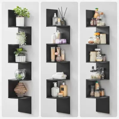 Zig-Zag Wall-Mounted Corner Bookshelf - 2