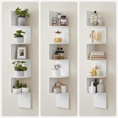 Zig-Zag Wall-Mounted Corner Bookshelf - 3
