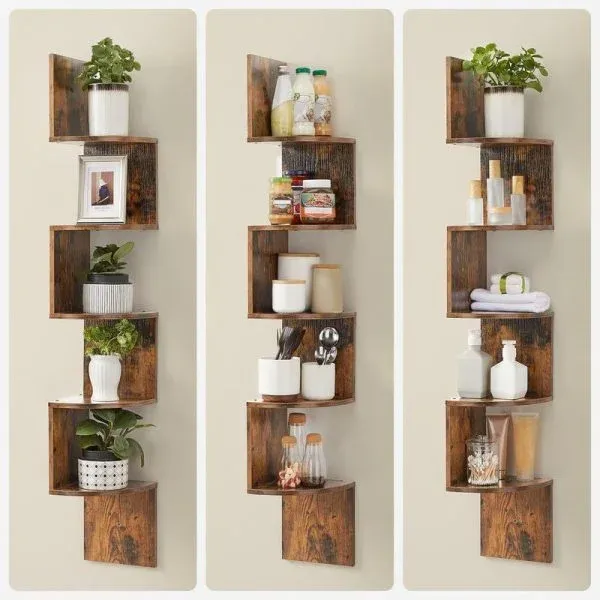 Zig-Zag Wall-Mounted Corner Bookshelf - Image 4