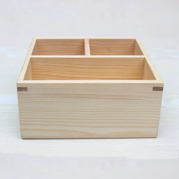 Custom Wooden Storage Box with Two Compartments - Image 3