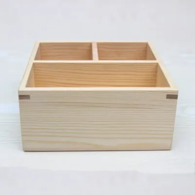 Custom Wooden Storage Box with Two Compartments - 3