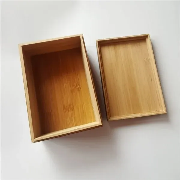 Natural Bamboo Storage Box – Minimalist Rectangular Organizer with Lid - Image 5