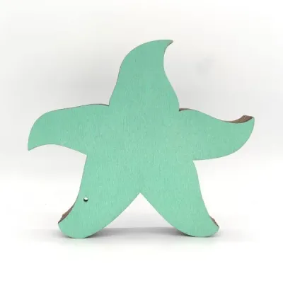 Wooden Carved Starfish Craft – Layered Ocean Scene Home Desk Decoration - 5