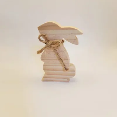 Wooden Bunny Figurines – Rustic Easter Decor Set - 3