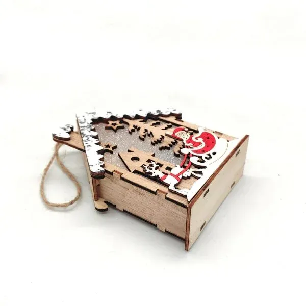 Wooden Christmas House Ornament – Santa Sleigh Scene with Snow Accents - Image 8