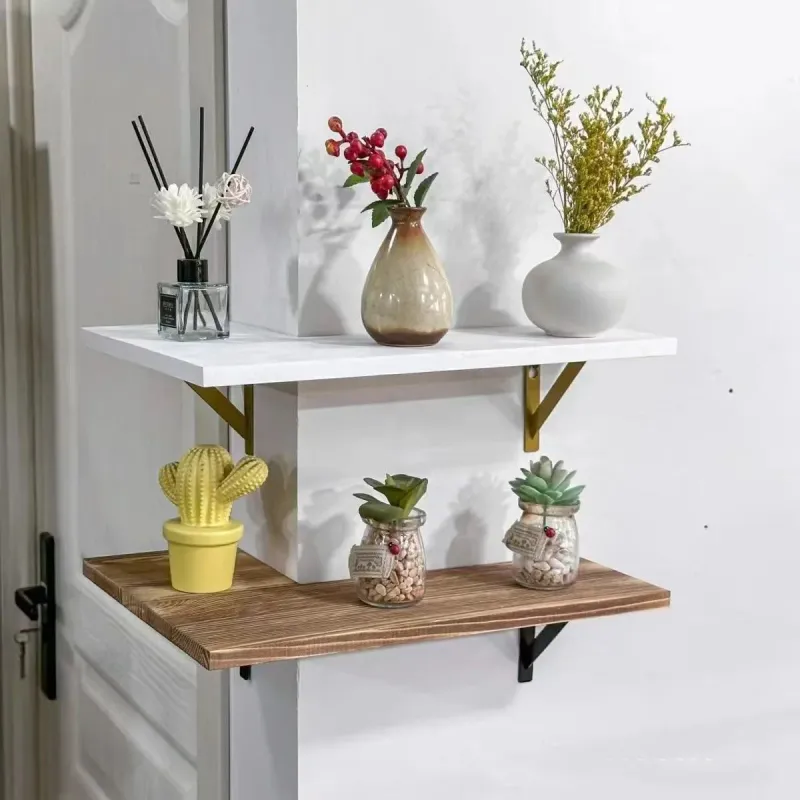 Wall-Mounted Wooden Corner Shelf - Image 1