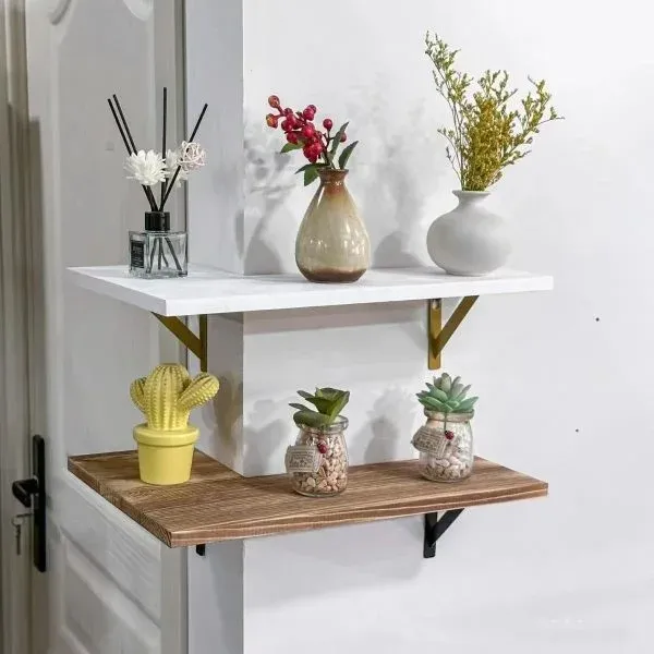 Wall-Mounted Wooden Corner Shelf - Image 2