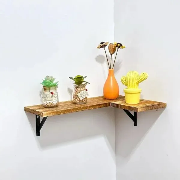 Wall-Mounted Wooden Corner Shelf - Image 3
