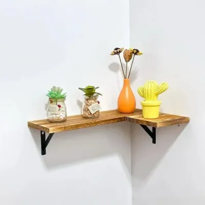 Wall-Mounted Wooden Corner Shelf - 3
