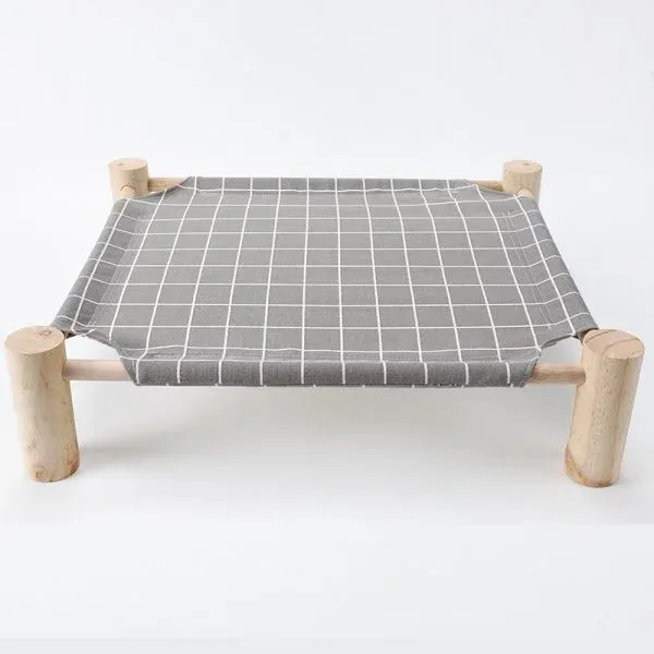 Wooden Elevated Cat Bed with Printed Fabric - Image 3