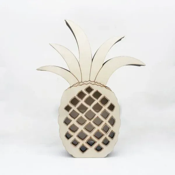 Wooden Pineapple Coin Bank – Tropical Fruit-Shaped Money Box with Transparent Panel - Image 2