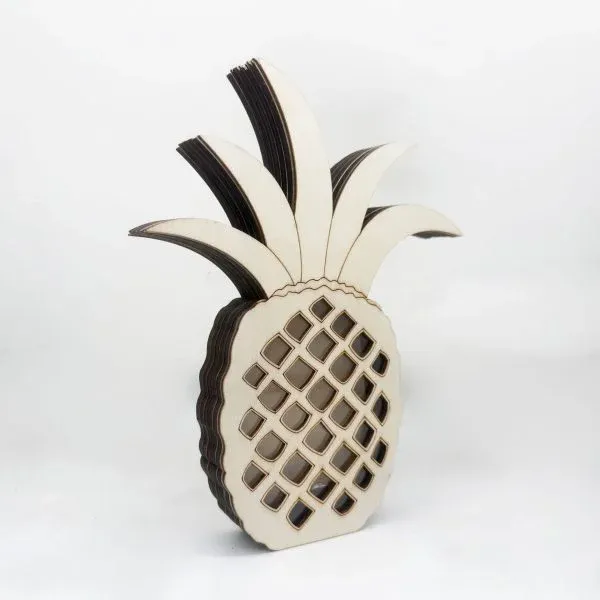 Wooden Pineapple Coin Bank – Tropical Fruit-Shaped Money Box with Transparent Panel - Image 3