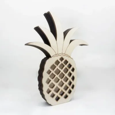 Wooden Pineapple Coin Bank – Tropical Fruit-Shaped Money Box with Transparent Panel - 3
